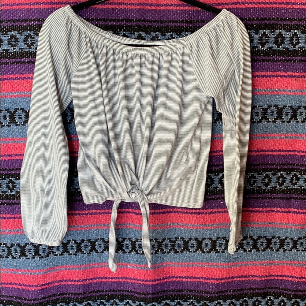 Off the shoulder long sleeve blouse